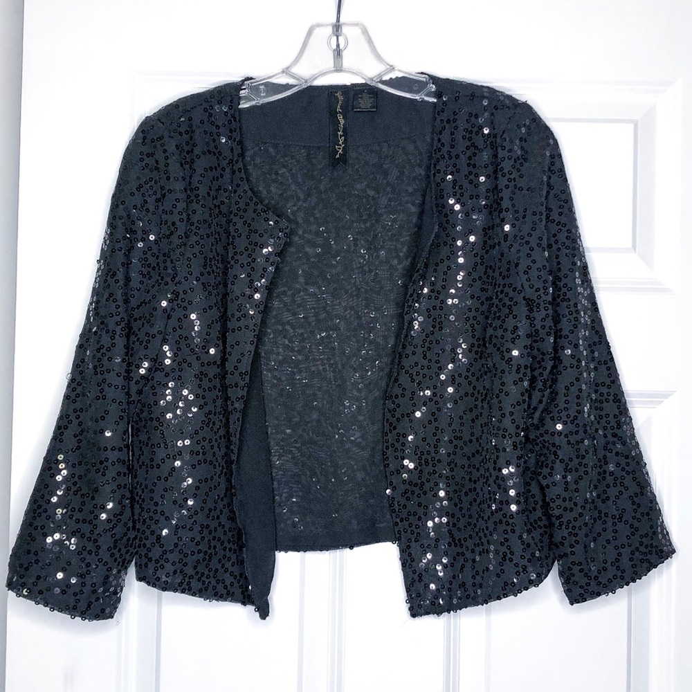 Black sequin crop blazer